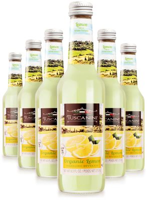 Tuscanini Organic Cold Pressed Sparkling Lemon Soda (6 Pack) Contains 16% Real Juice! No Food Coloring or Artificial Flavors, Product of Italy