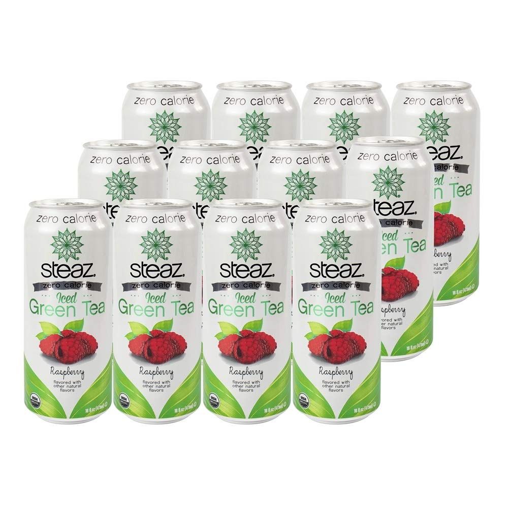 Steaz Organic Zero Calorie Iced Green Tea, Raspberry, 16 OZ (Pack of 12)