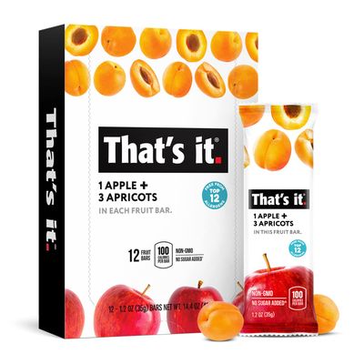 That&#39;s it. Apple + Apricot 100% Natural Real Fruit Bar, Best High Fiber Vegan, Gluten Free Healthy Snack, Paleo for Children &amp; Adults, Non GMO No Added Sugar, No Preservatives Energy Food (12 Pack)