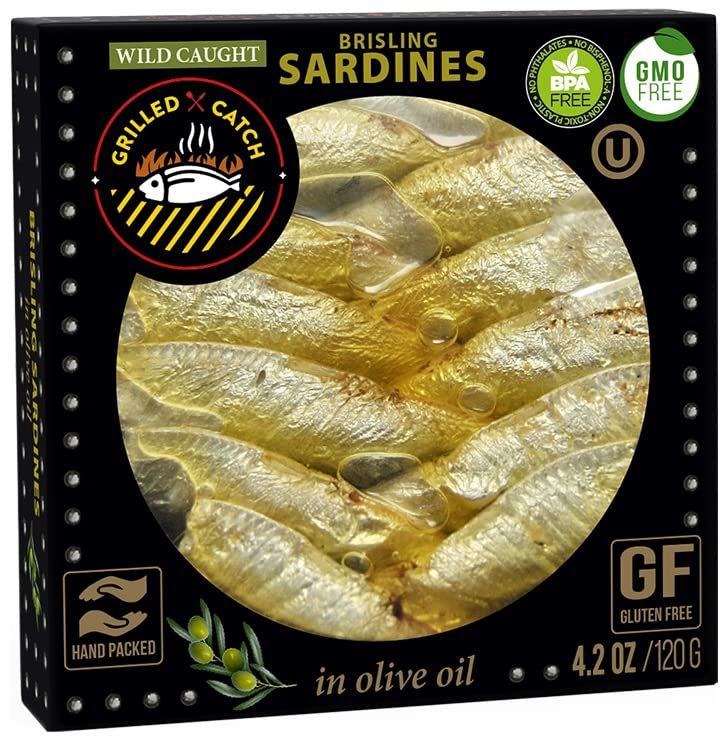 Grilled Catch Wild Caught Brisling Sardines in Olive Oil, 4.2 Ounce (Pack of 10)