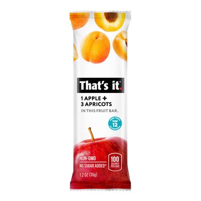 That's it. Apple + Apricot 100% Natural Real Fruit Bar, Best High Fiber Vegan, Gluten Free Healthy Snack, Paleo for Children &amp; Adults, Non GMO No Added Sugar, No Preservatives Energy Food (12 Pack)