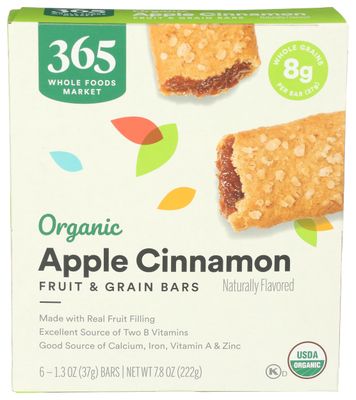 365 by Whole Foods Market, Organic Apple Cereal Bar 6 Count, 7.8 Ounce