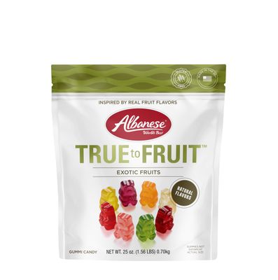 Albanese World&#39;s Best True to Fruit Exotic Fruits Gummi Bears, 25oz Bag of Candy, Soft &amp; Chewy Candy Snack, Fruity Flavor Assortment