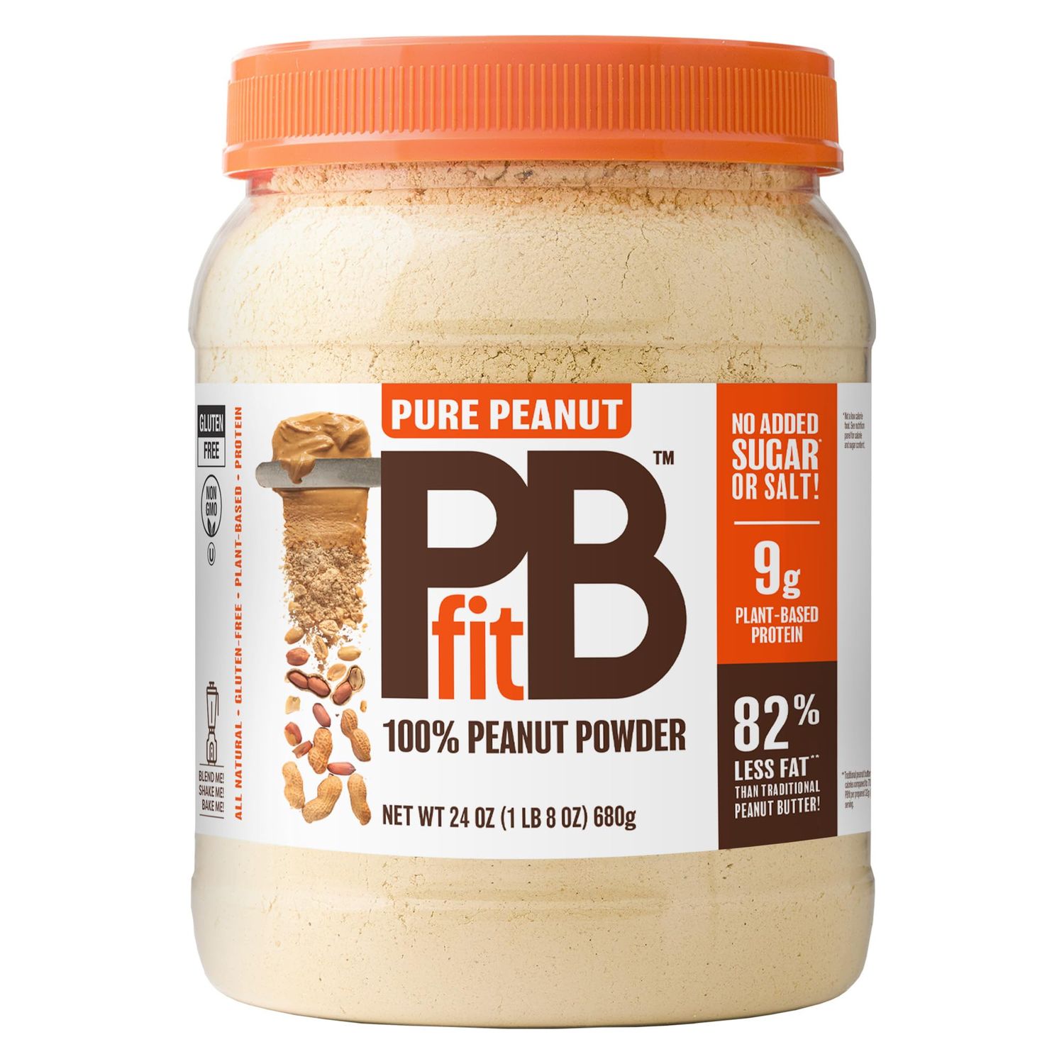 PBfit 24 Ounce Simply Peanut Powdered Peanut Powder, No Added Sugar or Salt, Non-GMO, Plant-Based, Gluten-Free Protein Powder, 9g of Protein 9% DV