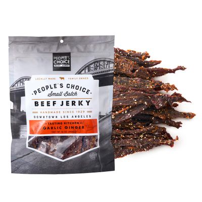 People&#39;s Choice Beef Jerky - Tasting Kitchen Small Batch - Garlic Ginger - Camping Food, Backpacking Snacks, Road Trip Snacks - High Protein Low Sodium Healthy Snacks - 1 Pound, 16 oz - 1 Bag