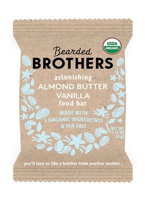 Bearded Brothers Organic Vegan Protein Energy Bars - Gluten Free, Paleo, Fiber, Whole 30 | Non GMO Low Glycemic Snacks | 12 Pack Almond Butter Vanilla