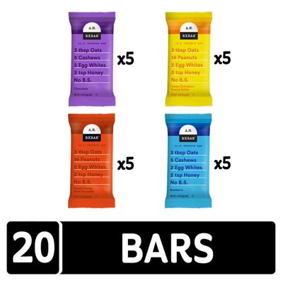 RXBAR A.M. Protein Bars, Variety Pack, Gluten Free Snacks, Breakfast Snacks, 38.8oz Box (20 Bars)