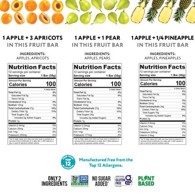 That's it. (36 Count) Variety Pack | Apricot, Pear, and Pineapple Flavors | 100% Natural Real Fruit Bars Plant-based, Vegan, Gluten-free, No Added Sugar, Top 12 Allergen Free