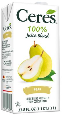 Ceres 100% All Natural Pure Fruit Juice Blend, Pear - Gluten Free, Rich in Vitamin C, No Added Sugar or Preservatives, Cholesterol Free - 33.8 FL OZ (3 Count)