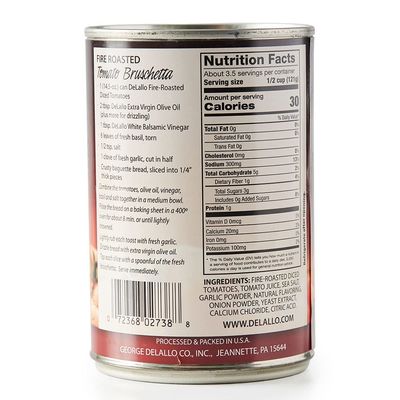 DeLallo Fire-Roasted Diced Tomatoes, 14.5oz Cans, 12-Pack