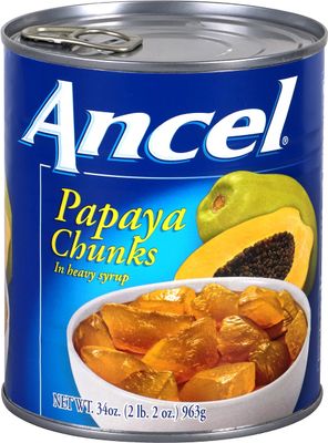 Ancel Papaya Chunks, 34-Ounce (Pack of 12)