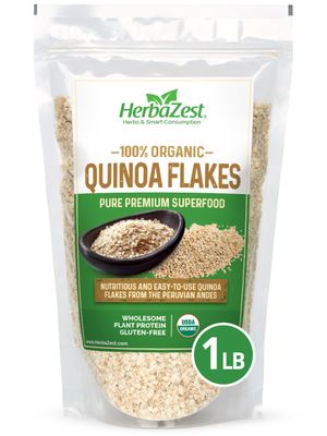 HerbaZest Quinoa Flakes Organic - 1 LB - USDA Certified, Vegan &amp; Gluten Free Superfood - Perfect with Yogurt, Cereal, Smoothies, Granola &amp; Desserts