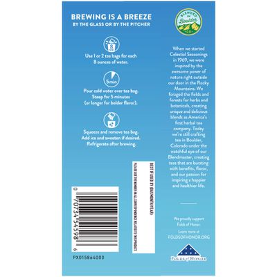 Celestial Seasonings Cold Brew Iced Tea, Red, White &amp; Blueberry, Caffeine Free, 18 tea bags (Pack of 6)