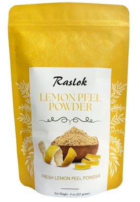 Raslok Lemon Peel Powder | 100% Lemon Peel Juice Freeze Dried Powder | Rich in Natural Vitamin C Fresh Squeezed Lemon Flavor (8 oz)