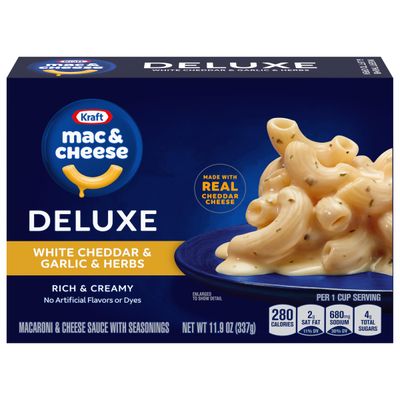 Kraft Deluxe White Cheddar &amp; Garlic &amp; Herbs Macaroni &amp; Cheese Dinner (11.9 oz Box)