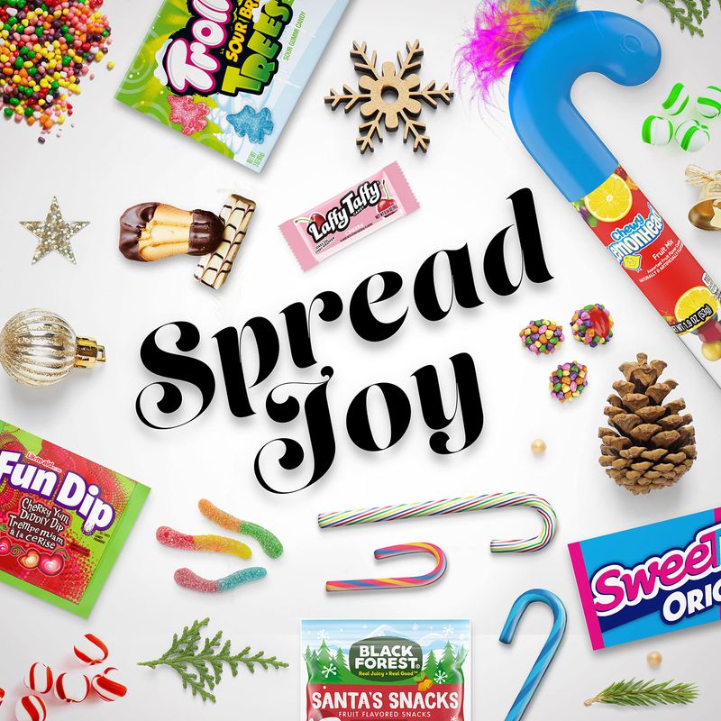 SweeTarts Mini Holiday Candy Canes, Holiday Candy, Christmas Stocking Stuffers for Kids, 4.8 oz Box