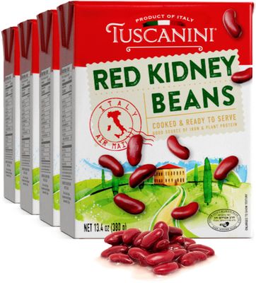 Tuscanini Cooked Red Kidney Beans, 13.4oz (4 Pack) | Ready to Eat | Premium Product of Italy | For Chili, Stews and Salad