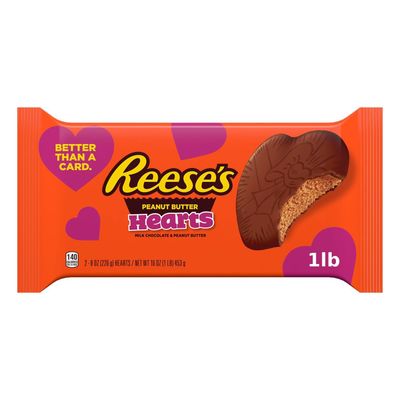 REESE&#39;S Milk Chocolate Peanut Butter Hearts, Valentine&#39;s Candy Pack, 16 oz (2 Pieces)