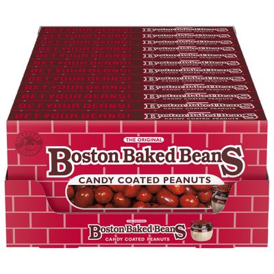 Wonka Boston Baked Beans, Candy-Coated Peanuts, Sweet &amp; Salty, 4.3 Ounce Theater Candy Boxes (Pack of 12)