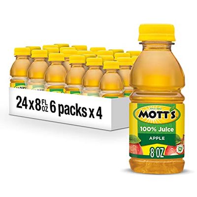Mott&#39;s 100% Original Apple Juice, 8 Fl Oz Bottles, 24 Count (4 Packs Of 6), 2 Servings Of Fruit, 100% Fruit Juice, Gluten-free, Caffeine-free, Kosher, Contains No Artificial Colors Or Sweeteners