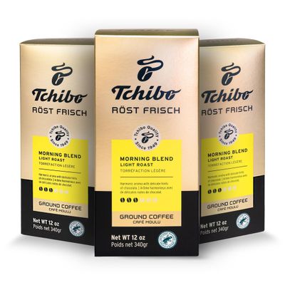 Tchibo Ground Coffee - Rst Frisch Morning Blend - Lightly Roasted Arabica Beans with Delicate Hints of Dark Chocolate - Intensity 3/6, Acidity 2/6, Roast Level 2/6-12 oz - Pack of 3