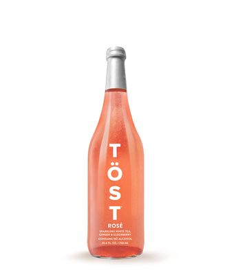 TOST ROSE All-Natural Alcohol-Free Sparkling Beverage, 25.4 Fl Oz (Pack of 12)