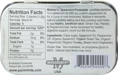 MELTZER'S Spearmint Puremints, 1.76 OZ
