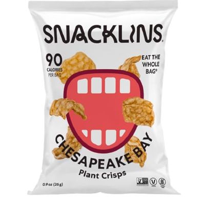 SNACKLINS Plant Based Crisps CHESAPEAKE BAY - Gluten Free, Grain Free, 100% Kosher, Vegan Healthy Snacks, Crunchy Puffed Snack, Only 90 Calories Per Bag - .9oz Bag (Case of 12)