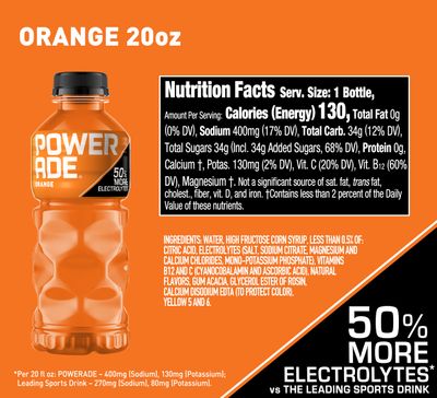 POWERADE Sports Drink Orange, 20 Ounce (Pack of 24)