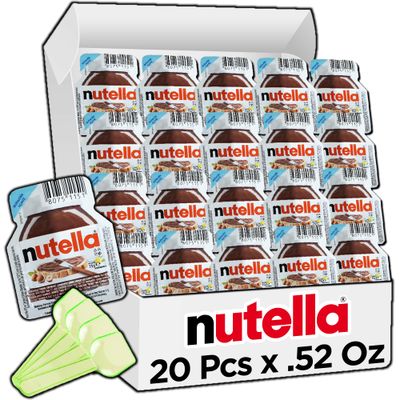 Mini Nutella Hazelnut Snack Pack 20 Pack, Single Serve Perfect for Portion Cups, Travel Friendly for Lunch Box or To Go or School Box