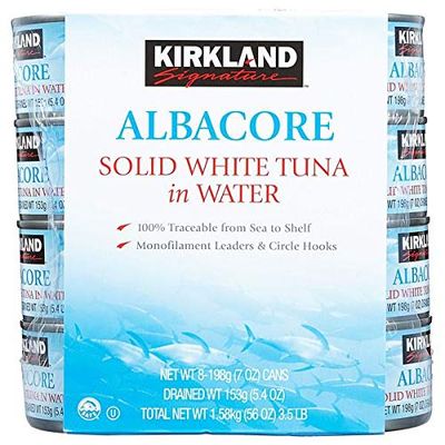 Kirkland Signature Solid White Albacore Tuna &amp; Canned Chicken Breast Bundle - Includes 8 Cans of Albacore Tuna &amp; 6 Cans of Premium Chunk Chicken