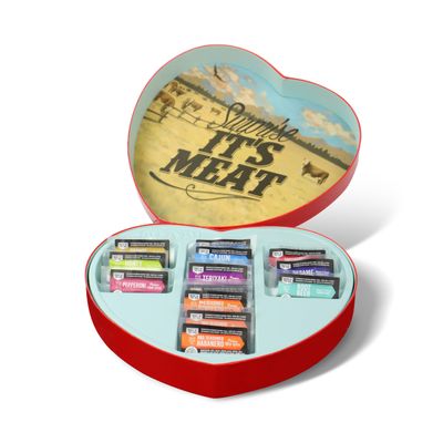 Jerky Heart - Includes 14 Delicious Beef Jerky Snacks With Flavors Like Habanero and Honey Bourbon - In A Delightfully Surprising Heart-Shaped Box
