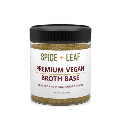 Premium Vegan Broth Base by Spice + Leaf - Vegan, Dairy Free, Salt Free, Preservative Free Soup Powder and Seasoning