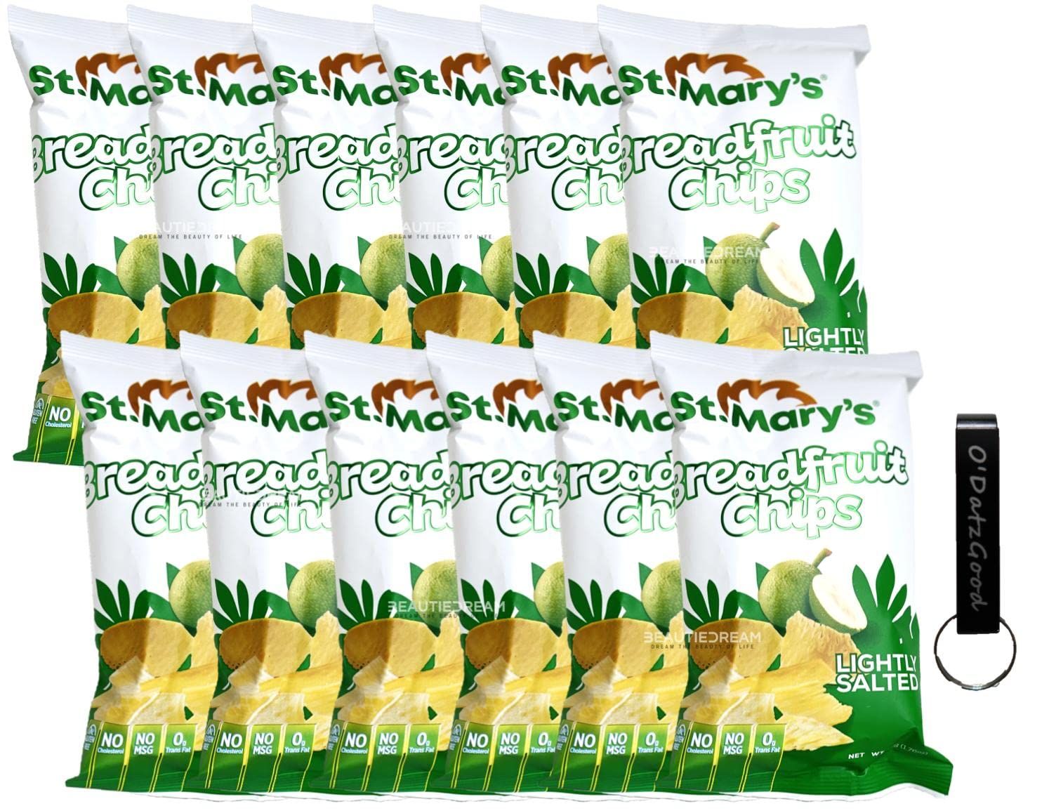 Breadfruit Chips by St. Marys Pack of 12 Sealed with ODatzGood and Keychain Bottle Opener (Pack of 12)