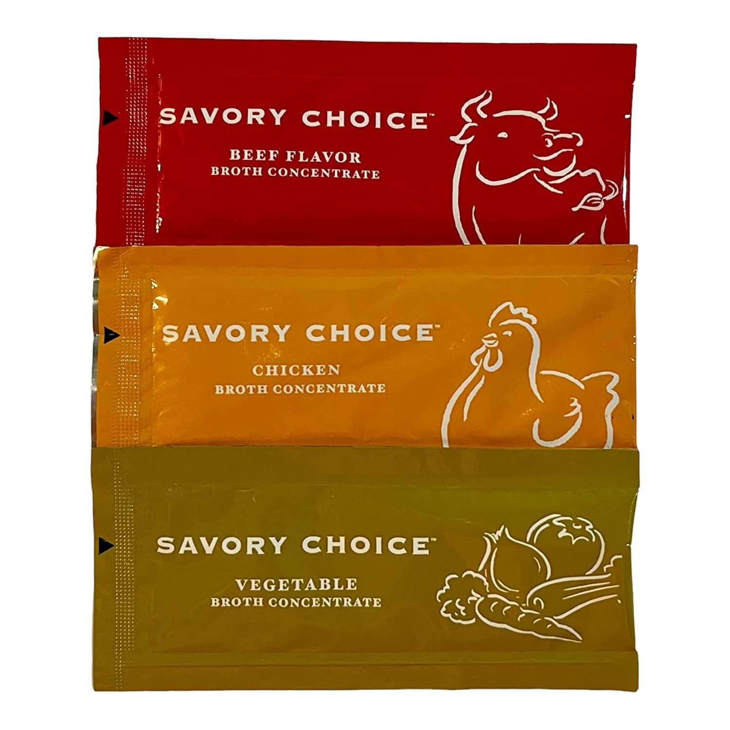Savory Choice Variety Pack - Chicken (6), Beef (6), Vegetable (4) - (Total of 16) Low Sodium, No Cholesterol Packets