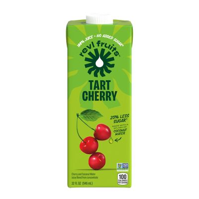 Revl Fruits 100% Juice, No Added Sugar, Tart Cherry, 32 fl oz. Carton