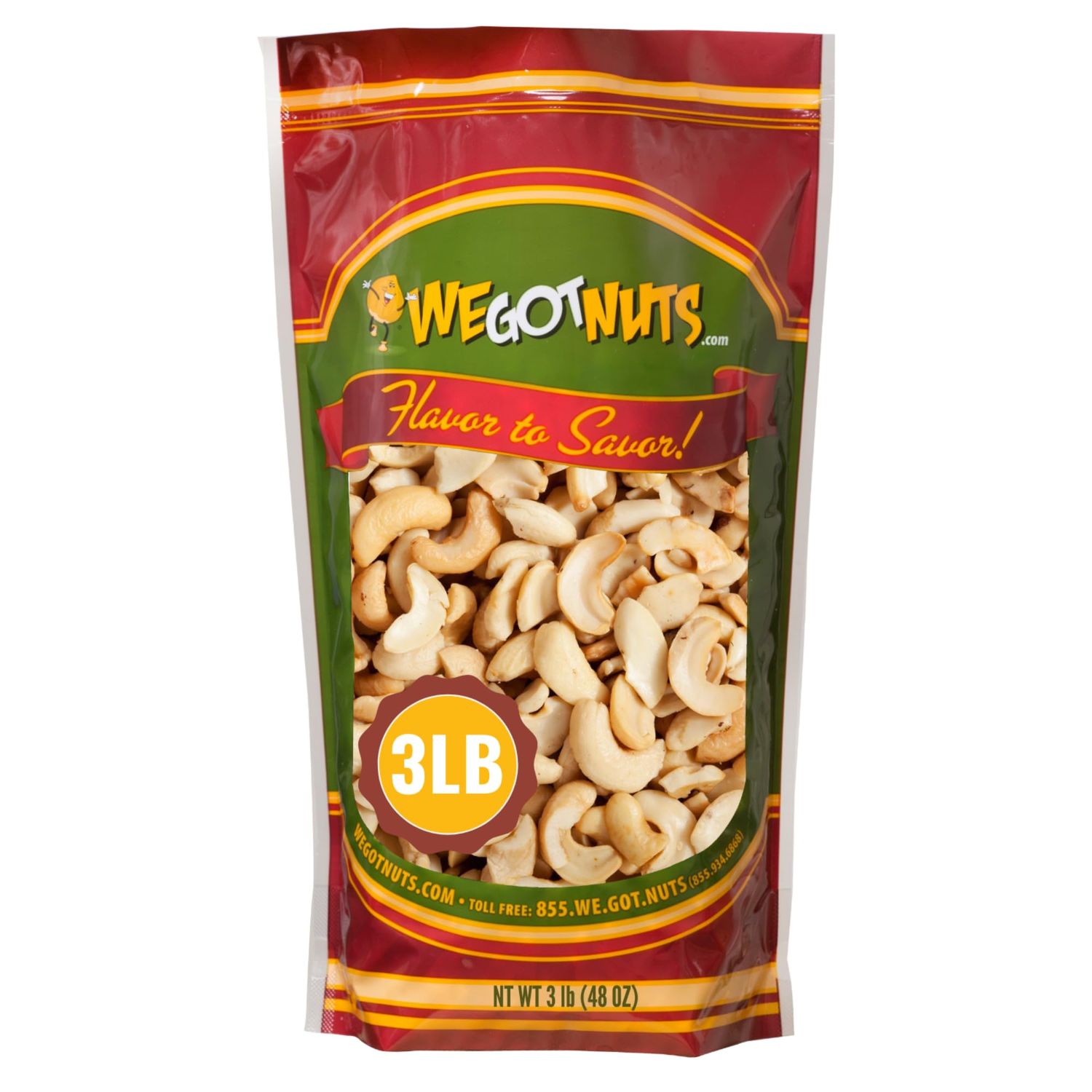Raw Cashew Pieces By We Got Nuts: Unsalted &amp;Unroasted Cashew Halves For Cashew Milk, Cheese &amp;Butter -Delicious &amp;Nutritious Snack, Packed FreshIn A Resealable Airtight Bag -3 Pounds