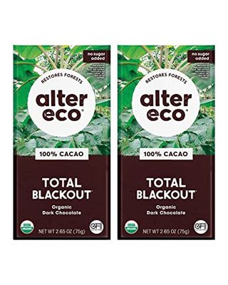 Alter Eco | Dark Chocolate Bars | Pure Dark Cocoa, Fair Trade, Organic, Non-GMO, Gluten Free (2-Pack Total Blackout)
