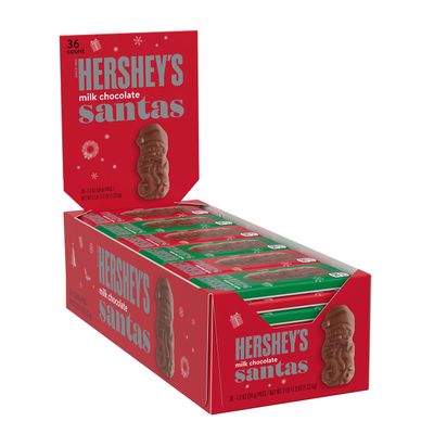 HERSHEY&#39;S Milk Chocolate Santas, Christmas Candy Bars, 1.2 oz (36 Count)
