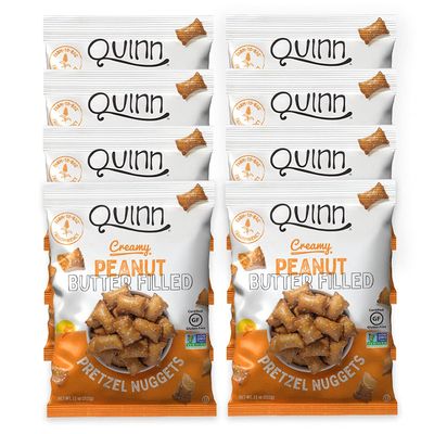 Quinn Gluten Free Peanut Butter Filled Pretzel Nuggets - Made with Real Ingredients, Whole Grain Sorghum, Sea Salt, Vegan, Dairy Free, Non-GMO - 11 Oz (Pack of 8)
