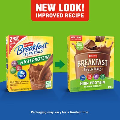Carnation Breakfast Essentials High Protein Powder Drink Mix, Rich Milk Chocolate, 10 Count Box Packets (Pack of 6) (Packaging May Vary)
