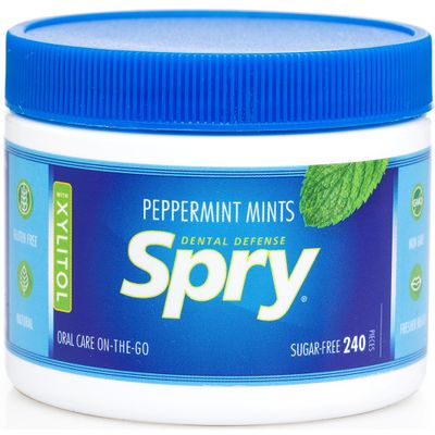 Spry Xylitol Peppermint Sugar Free Candy - Breath Mints That Promote Oral Health, Dry Mouth Mints That Increase Saliva Production, Stop Bad Breath, 240 Count (Pack of 2)