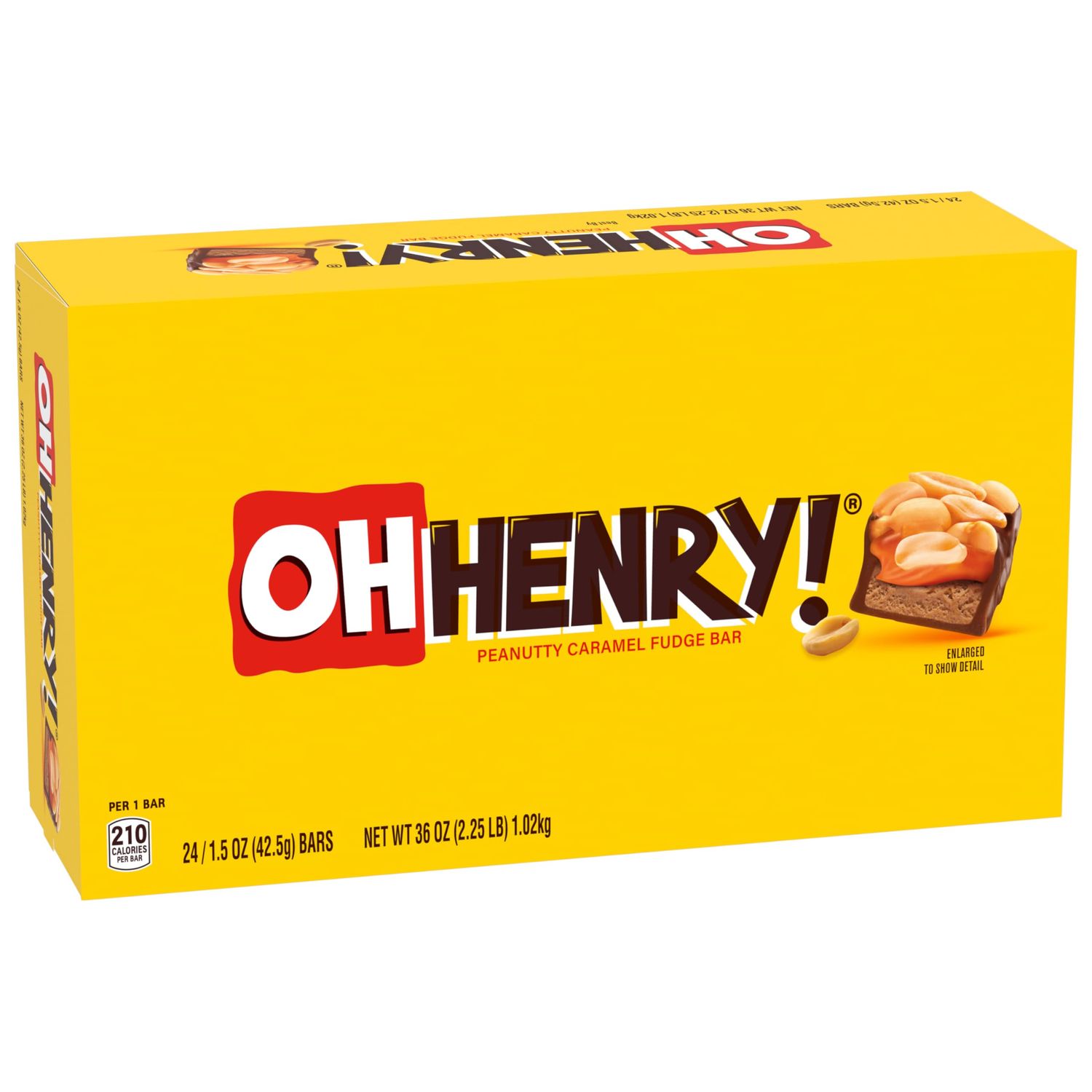 Oh Henry!, Peanuty, Caramel, Fudge Bar, Full Size Individually Wrapped Candy Bars, 1.5oz each, Bulk 24 Pack