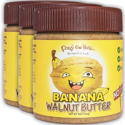 Crazy Go Nuts Walnut Butter - Banana, 9 oz (3-Pack) - Healthy Snacks, Keto, Vegan, Low Carb, Gluten Free, Superfood - Natural, Non-GMO, ALA, Omega 3 Fatty Acids, Good Fats and Antioxidants