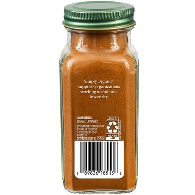 Simply Organic Ground Vietnamese Cinnamon, 2.45-Ounce Jar (Pack of 3), Intense Hot Candy Flavor, Vibrant Color, Kosher, Organic, Non GMO