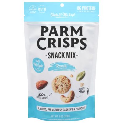 ParmCrisps Snack Mix  Ranch Cheese Parm Crisps and Nuts Snack Made Simply with 100 Cheese Crisps Almonds Cashews and Pistachios  Healthy HighProtein Snack Low Carb Gluten Free Low Sugar  6oz Pack of 3