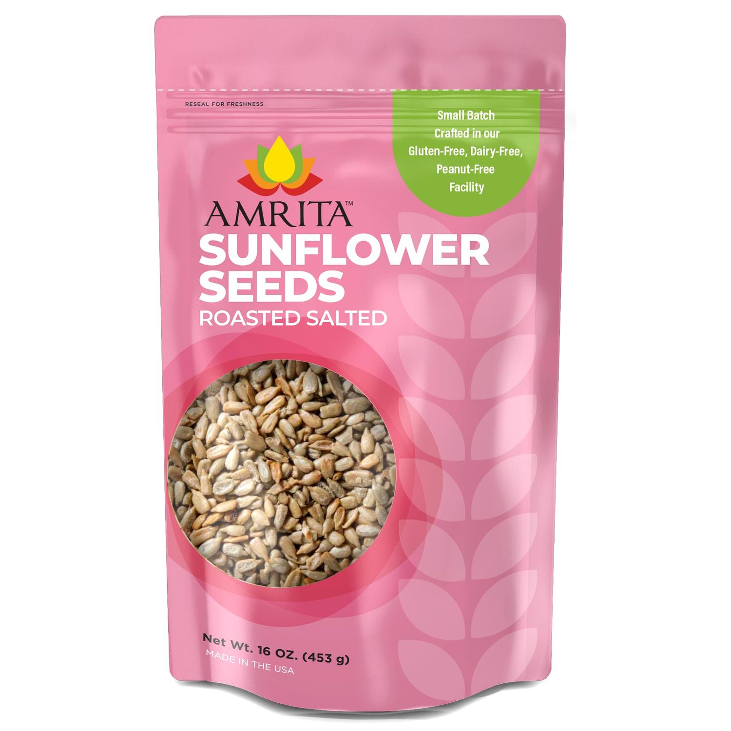 Amrita Foods Whole Sunflower Seeds 1 lb | Roasted, Lightly Salted Kernels | Gluten Free, Vegan, non-GMO, Allergen Friendly Seeds | High Protein, Keto &amp; Paleo Friendly | Healthy Snack &amp; Salad Topping
