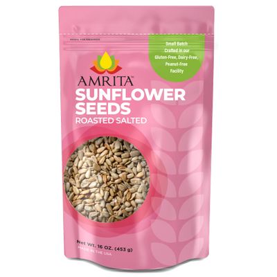 Amrita Foods Whole Sunflower Seeds 1 lb | Roasted, Lightly Salted Kernels | Gluten Free, Vegan, non-GMO, Allergen Friendly Seeds | High Protein, Keto &amp; Paleo Friendly | Healthy Snack &amp; Salad Topping