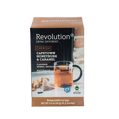 Revolution Tea CHERISCH Capetown Honeybush &amp; Caramel Rooibos Tea - 20 Count, Sweet Rooibos Indulgence