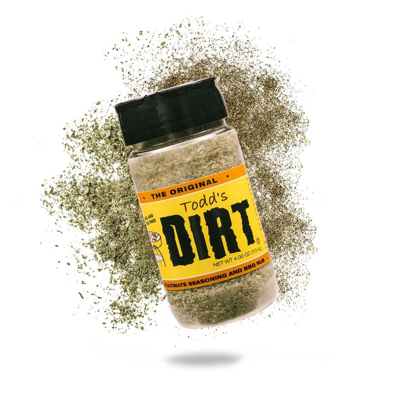 Todds DIRT - Original DIRT Medium 4.0 oz Bottle, All Purpose Seasoning &amp; BBQ Rub, Gourmet Mild Savory Seasoning/Rub thats GREAT ON EVERYTHING, 100% All Natural With No MSG &amp; Gluten-Free